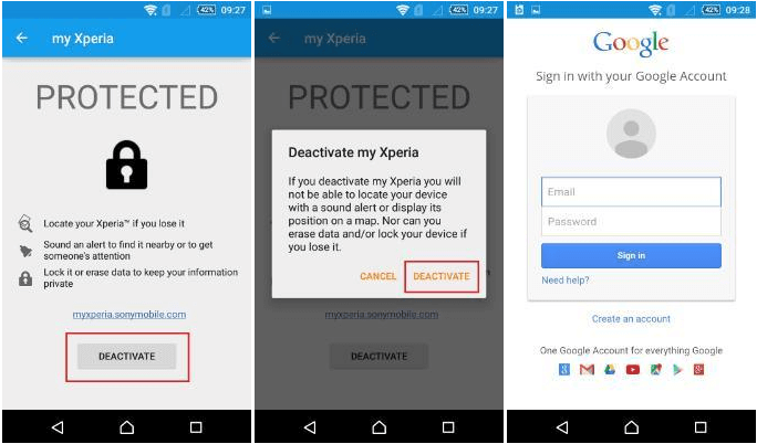 How to deactivate my Xperia Theft Protection on Xperia device?