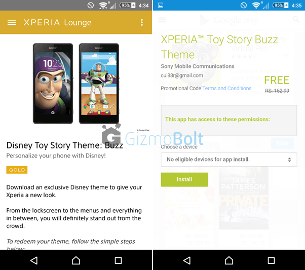 Download Free Xperia Toy Story Buzz Theme