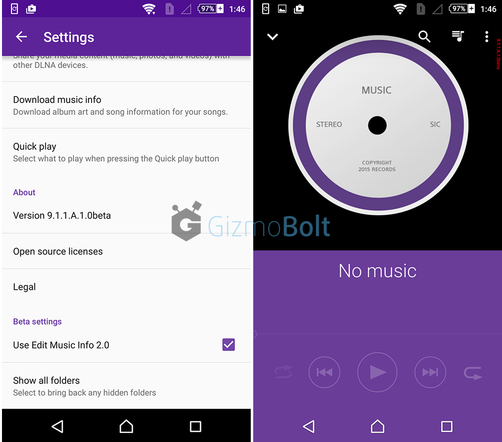 Xperia Music app 9.1.1.A.1.0 beta apk