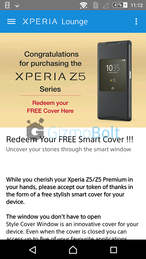 Free Xperia Z5 Style Cover Window SCR42