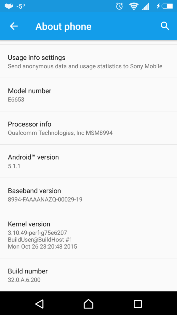 Xperia Z5 32.0.A.6.200 firmware update