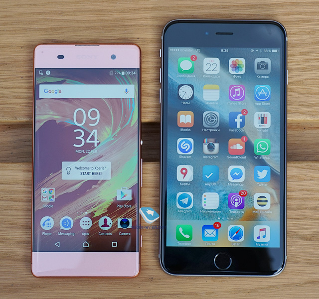 Xperia XA vs iPhone 6s Plus