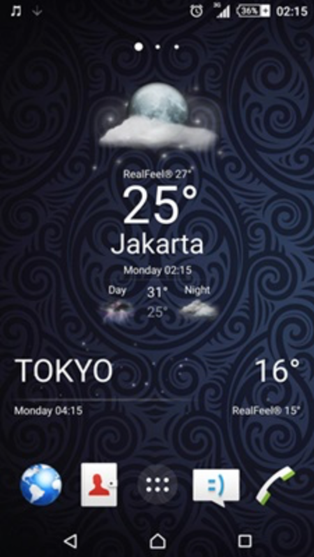 Sony stock weather widget in Transparent Mode