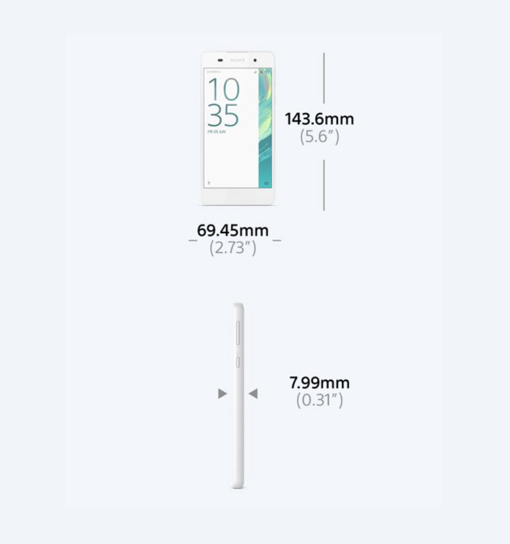 Xperia E5 Dimensions