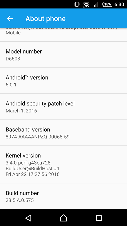 Xperia Z2 23.5.A.0.575 firmware update
