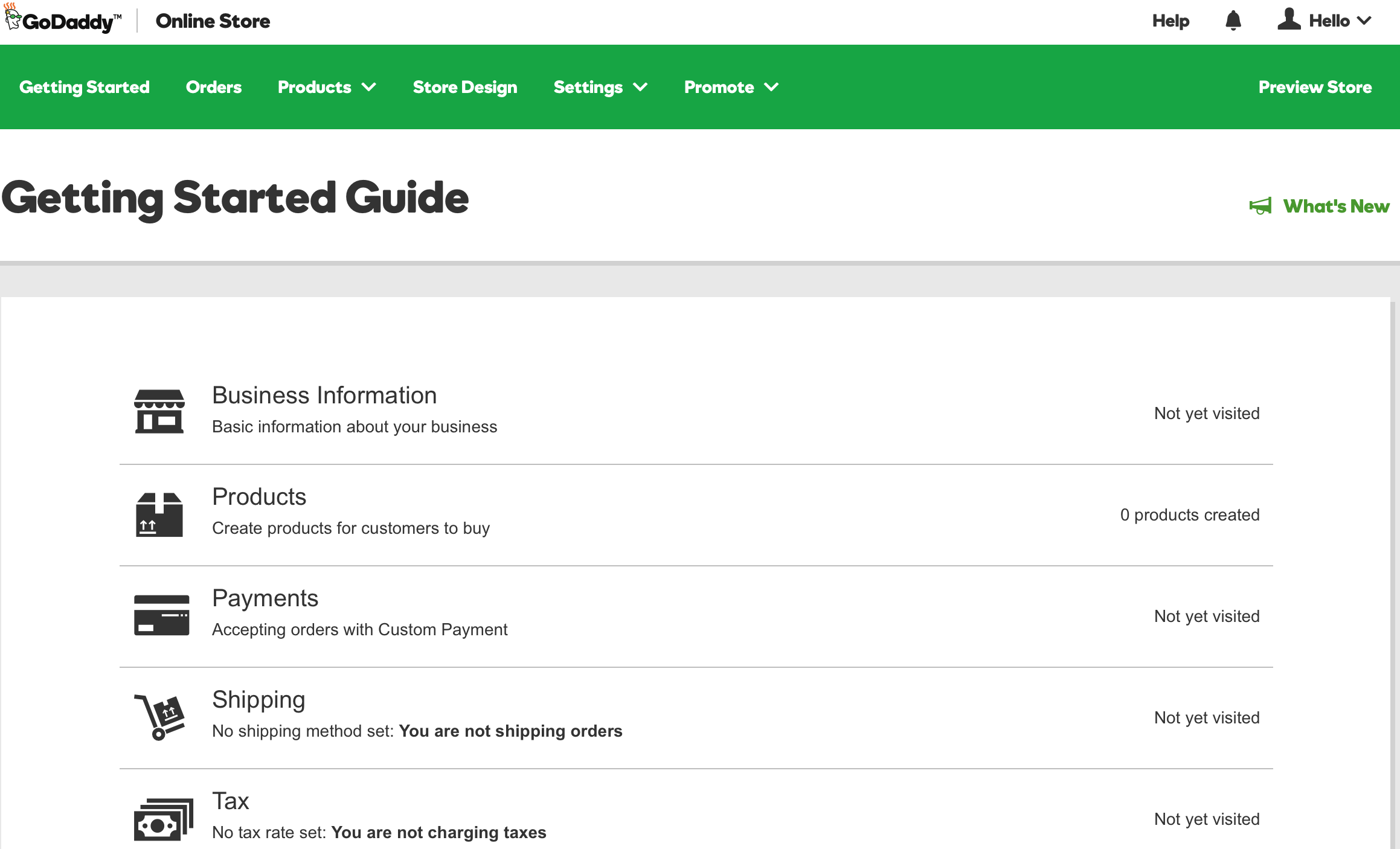 GoDaddy Online Store Guide to set up