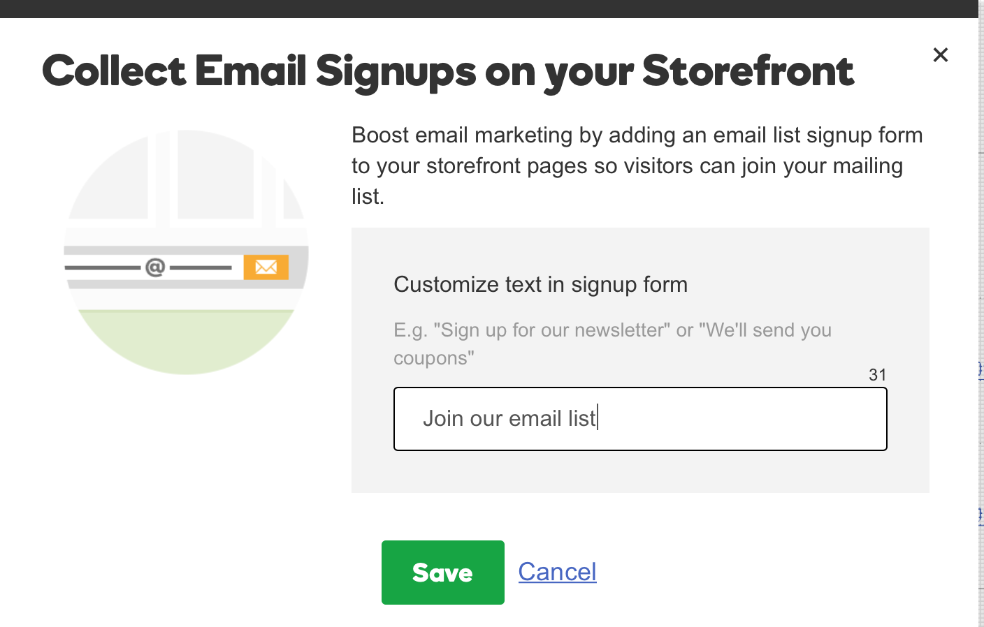 GoDaddy Online Store Email Sign Ups