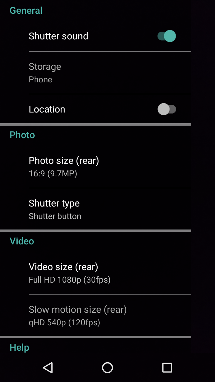 Moto G4 Camera Settings