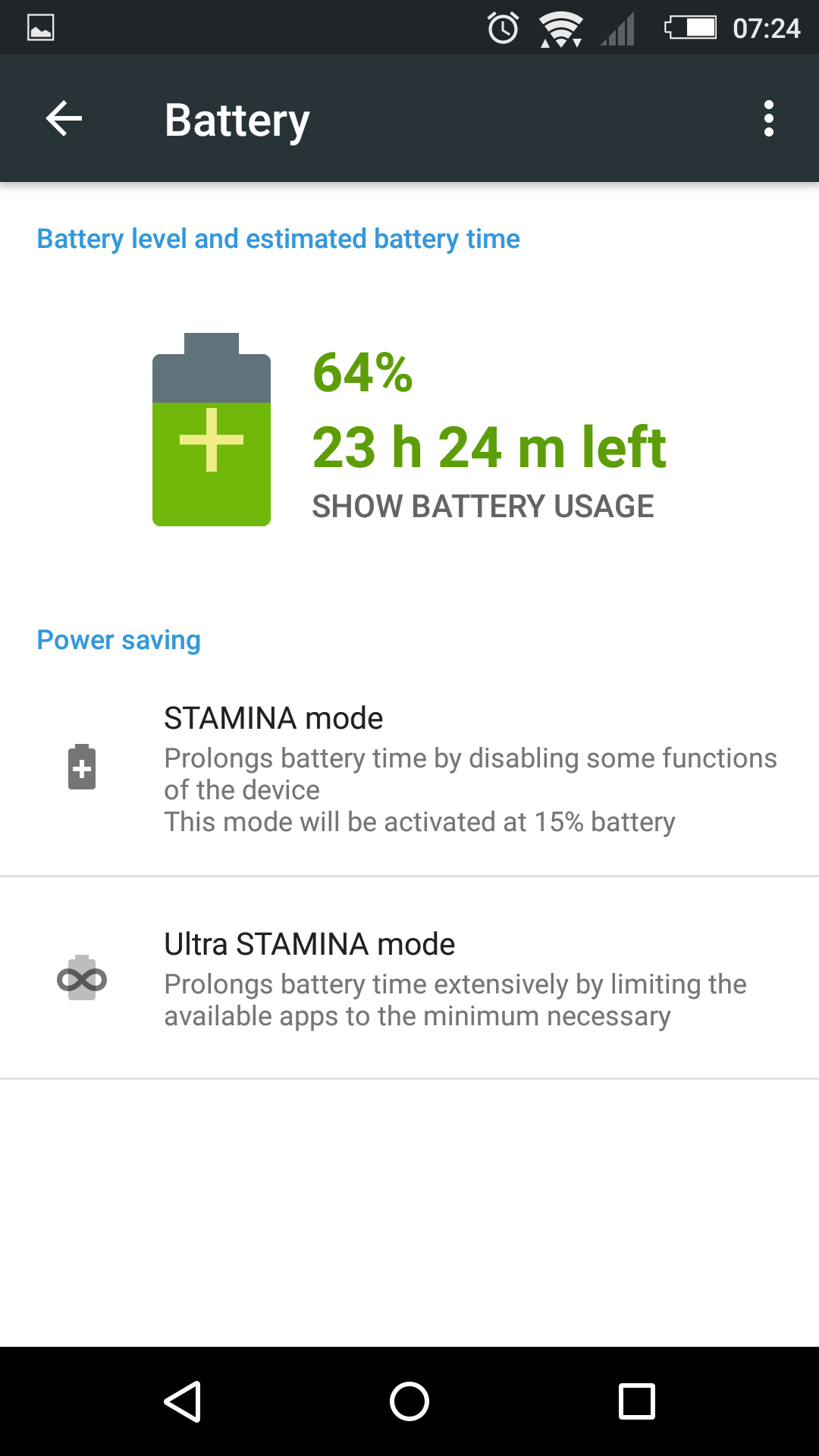 STAMINA MODE is back in 32.2.A.0.224 firmware