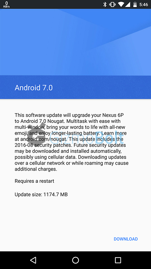 Android 7.0 Nougat update for Nexus 6P